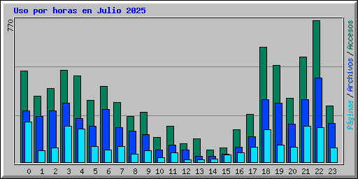 Uso por horas en Julio 2025
