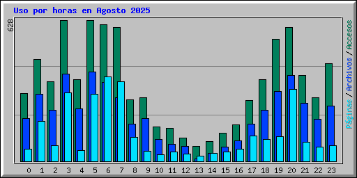 Uso por horas en Agosto 2025