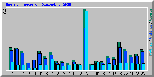 Uso por horas en Diciembre 2025
