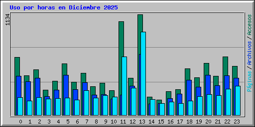 Uso por horas en Diciembre 2025